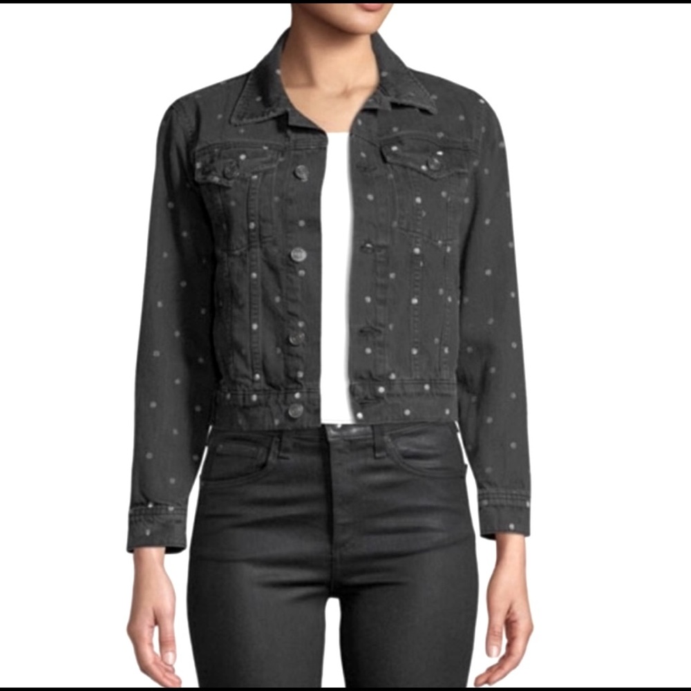 Current Elliott Polka Dot Cropped Denim Jacket 2